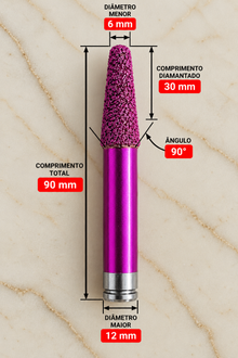 Fresa Diamantada Cônica para CNC | Escultura e Desbaste – FERRATTI