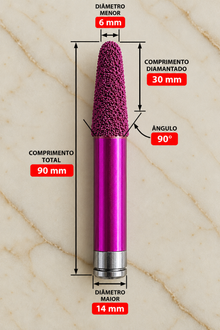 Fresa Diamantada Cônica para CNC | Escultura e Desbaste – FERRATTI