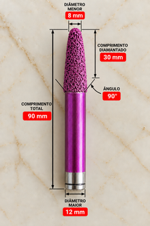 Fresa Diamantada Cônica para CNC | Escultura e Desbaste – FERRATTI