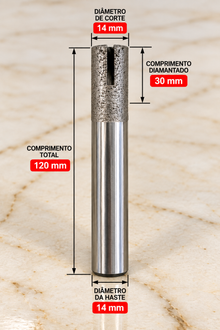 Fresa Diamantada Cilíndrica com Rasgo para Auxiliar na Refrigeração CNC - FERRATTI