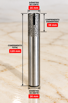 Fresa Diamantada Cilíndrica com Rasgo para Auxiliar na Refrigeração CNC - FERRATTI