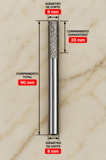 Fresa Diamantada Cilíndrica de Topo Reto para CNC | Desbaste e Usinagem – Ferratti
