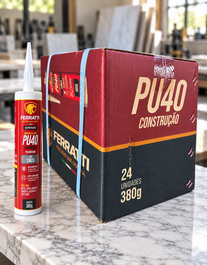 Kit 24 un Adesivo Selante FERRATTI PU40 Cinza 380g – Construção