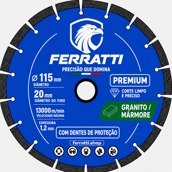 Disco de Corte com Dentes de Proteção 115mm - PREMIUM FERRATTI