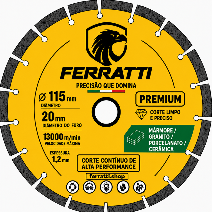Disco de Corte Diamantado Contínuo 115mm - PREMIUM FERRATTI