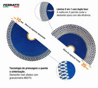Disco Diamantado de Corte e Desbaste Dupla Face PREMIUM FERRATTI