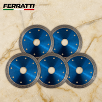 KIT 5 Discos Diamantados Ultrafino Porcelanato / Mármore 110mm Turbo Contínuo PREMIUM FERRATTI