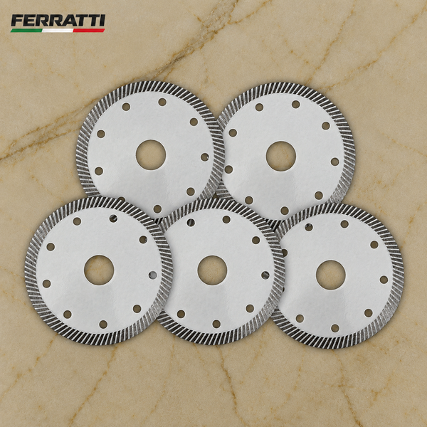 KIT 5 Discos Diamantados Corte Turbo Contínuo Concreto Cerâmica Branco 110mm Seco e Úmido PREMIUM FERRATTI (Cópia)