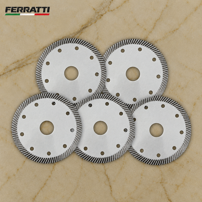 KIT 5 Discos Diamantados Corte Turbo Contínuo Concreto Cerâmica Branco 110mm Seco e Úmido PREMIUM FERRATTI (Cópia)