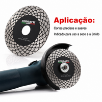 Disco Diamantado de corte para esmerilhadeira angular ideal para azulejos de cerâmica, mármore e granito PREMIUM FERRATTI