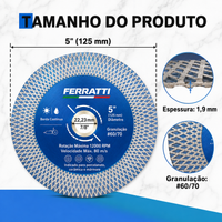 Disco Diamantado de Corte e Desbaste Dupla Face PREMIUM FERRATTI