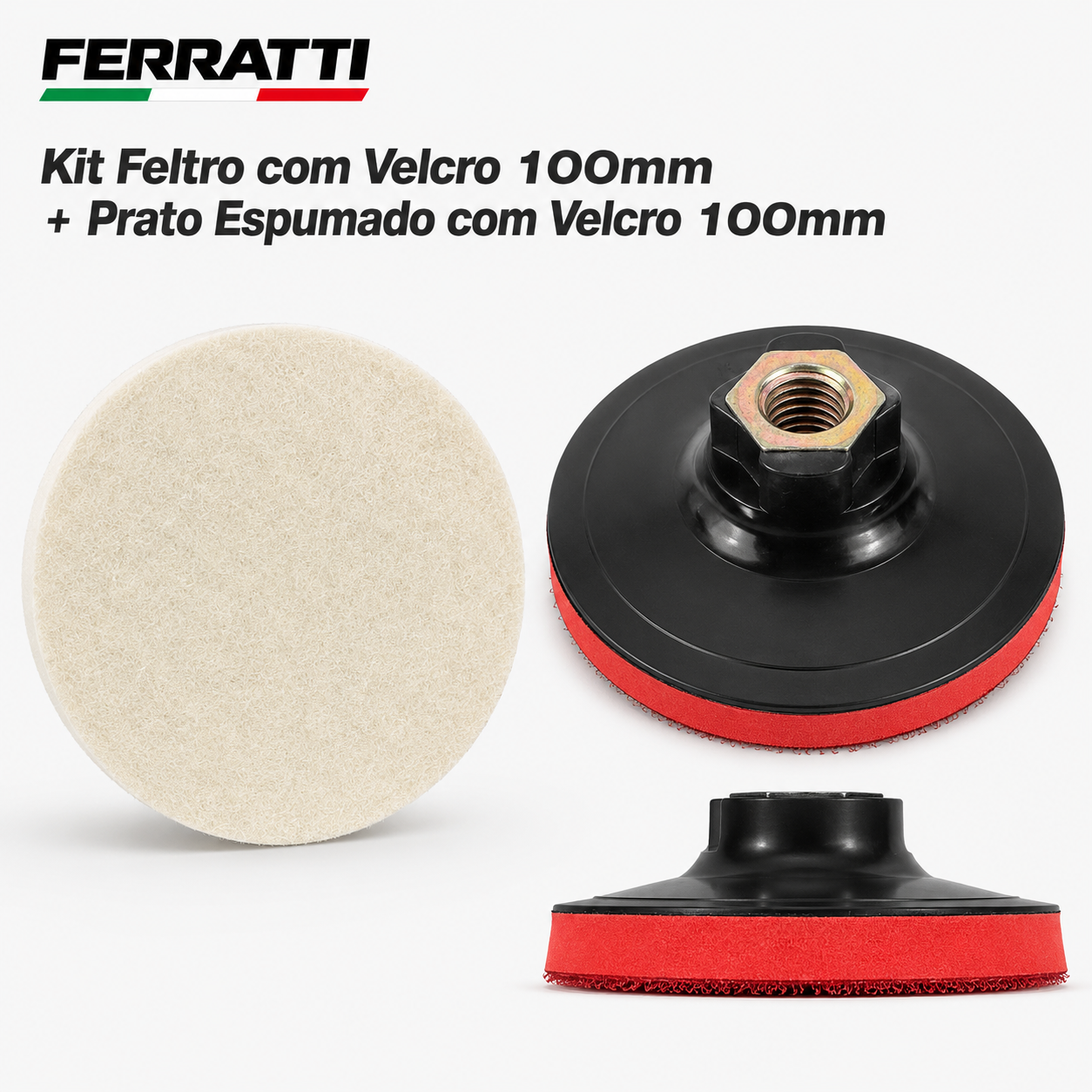 Kit Suporte Espumado + Lixa de Feltro com Velcro 100 mm | Ferratti
