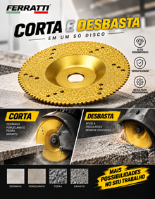 Disco Diamantado Eletrolítico FERRATTI para Corte e Desbaste de Pedras 100mm