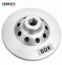 Disco Prato Diamantado Desbaste Liso 100mm Rosca M14 Lixadeira Grão 60 / Grão 120 - FERRATTI