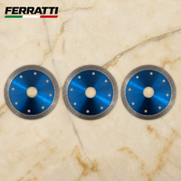 KIT 3 Discos Diamantados Ultrafino Porcelanato / Mármore 110mm Turbo Contínuo PREMIUM FERRATTI