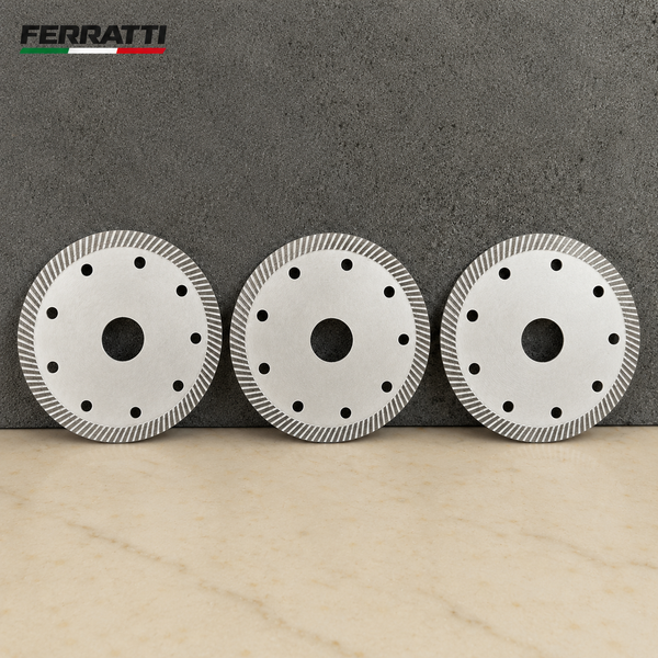 KIT 3 Discos Diamantados Corte Turbo Contínuo Concreto Cerâmica Branco 110mm Seco e Úmido PREMIUM FERRATTI