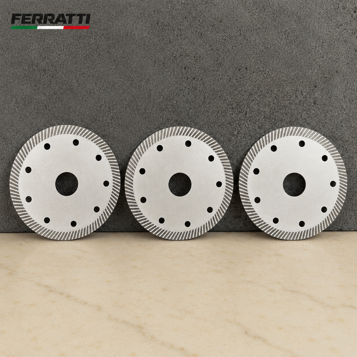 KIT 3 Discos Diamantados Corte Turbo Contínuo Concreto Cerâmica Branco 110mm Seco e Úmido PREMIUM FERRATTI