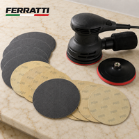 KIT Prato Suporte ESPUMADO 180MM + 7 Discos de Lixa Cerâmica Papel Velcro 180mm Para Brilho - FERRATTI