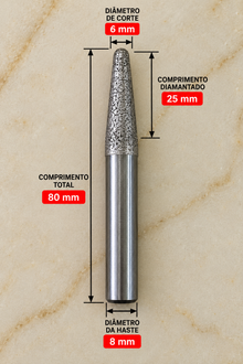 Fresa Diamantada Cônica para Escritas CNC | Desbaste e Acabamento – Ferratti