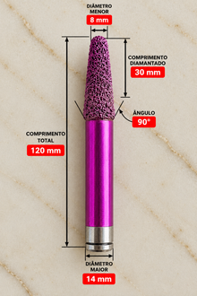 Fresa Diamantada Cônica para CNC | Escultura e Desbaste – FERRATTI