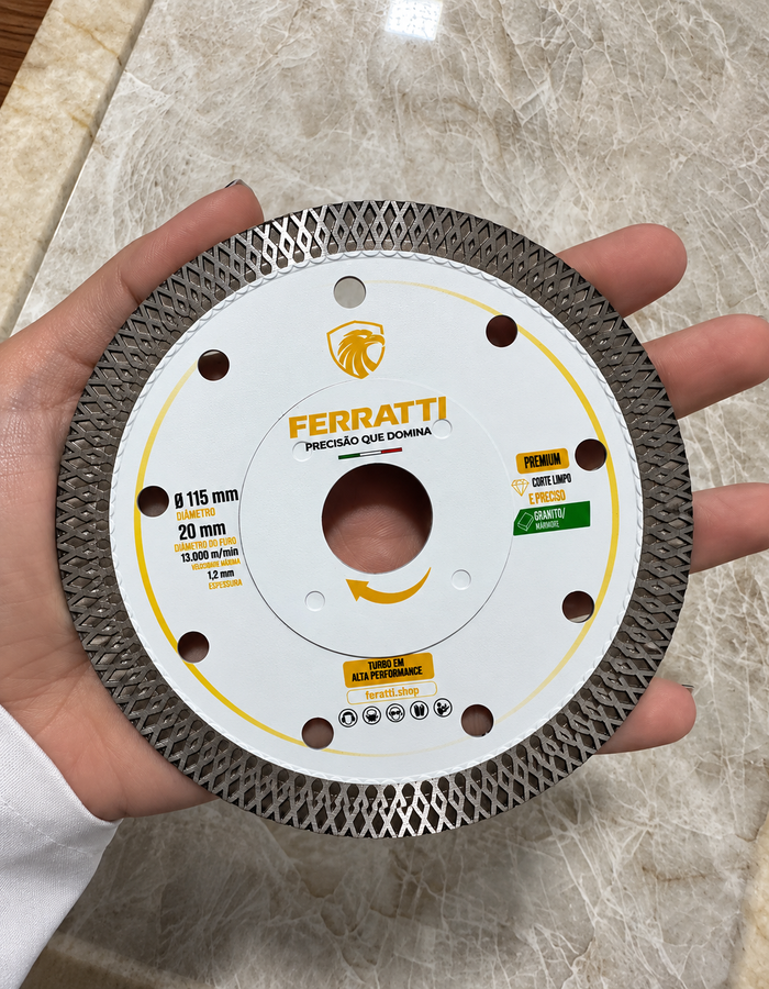 Disco de Corte Diamantado Continuo Extra Fino Porcelanato 115mm - PREMIUM FERRATTI