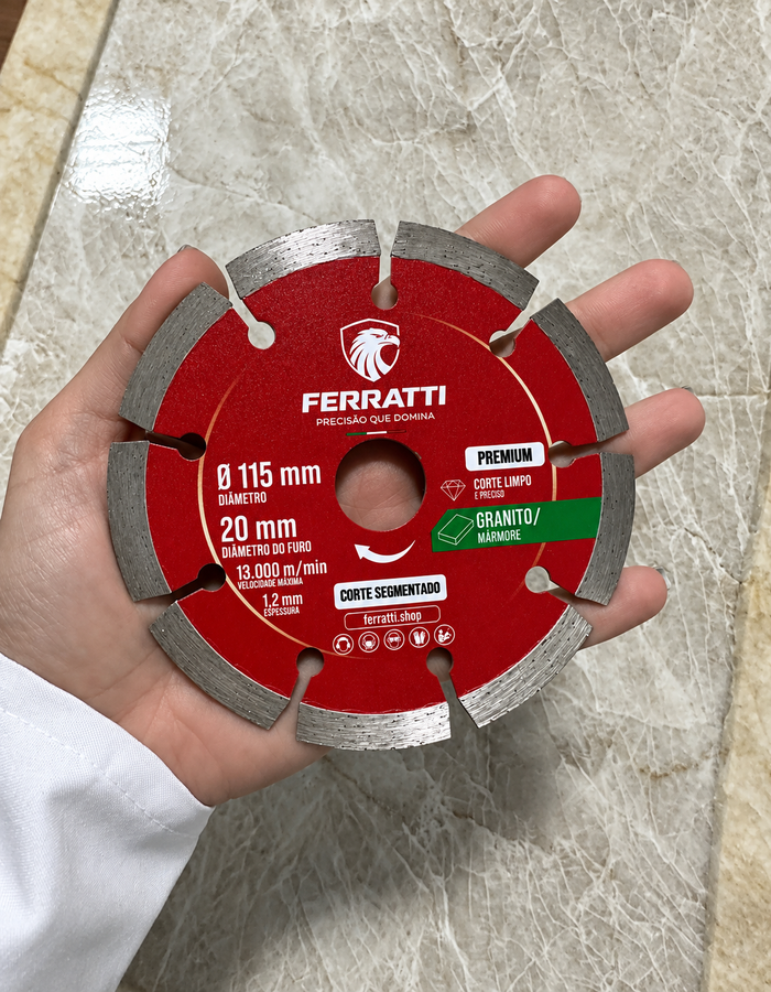 Disco de Corte Diamantado Segmentado 115mm - PREMIUM FERRATTI