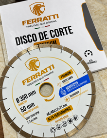 Disco de Corte Diamantado Silencioso QUARTZITO 350mm- PREMIUM FERRATTI