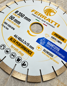Disco de Corte Diamantado Silencioso QUARTZITO 350mm- PREMIUM FERRATTI