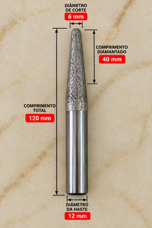 Fresa Diamantada Cônica para Escritas CNC | Desbaste e Acabamento – Ferratti