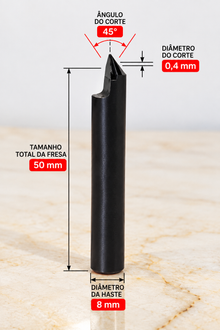 Fresa PCD Tipo V 45° para CNC | Gravação e Detalhes – Ferratti