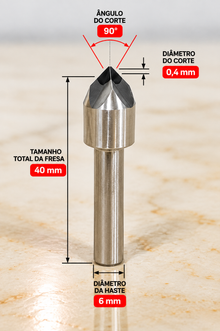 Fresa PCD Tipo V  6 × 40 × 0,4 mm 90° para CNC | Ferratti
