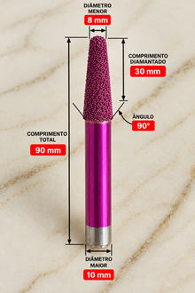 Fresa Diamantada Cônica para CNC | Escultura e Desbaste – FERRATTI