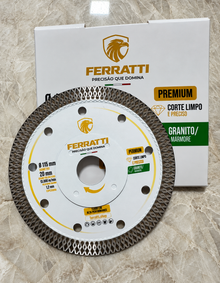 Disco de Corte Diamantado Continuo Extra Fino Porcelanato 115mm - PREMIUM FERRATTI