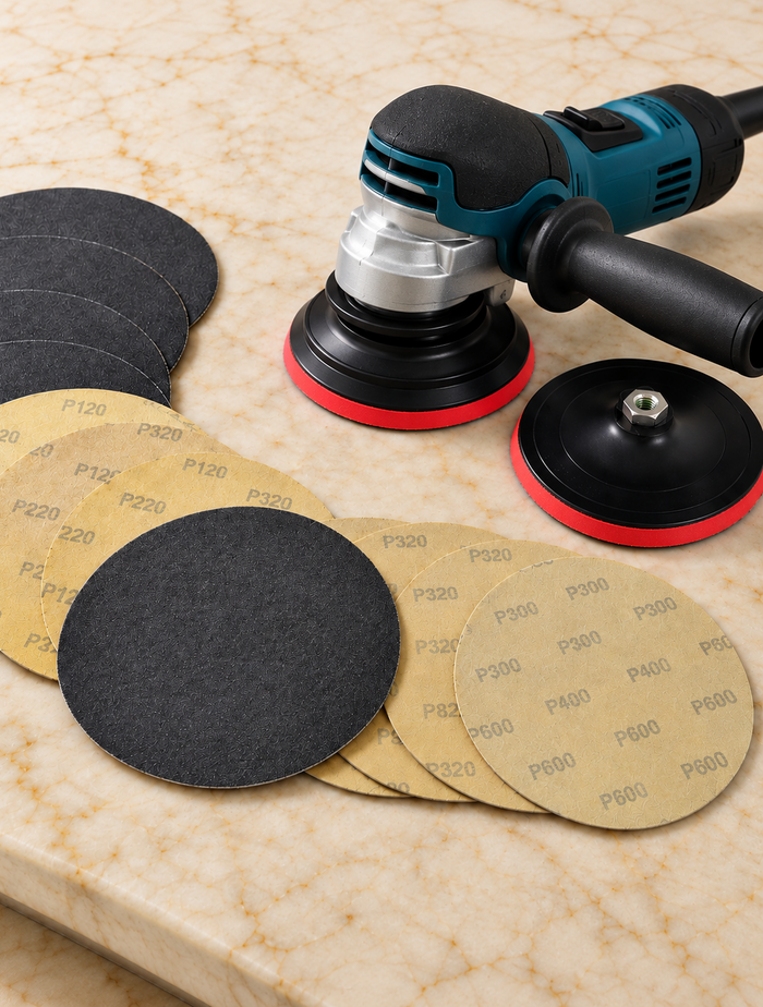 Kit Suporte Espumado + 7 Lixas Cerâmicas 180mm com Velcro para Brilho a Seco | Ferratti
