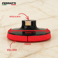 KIT Suporte Prato Espumado para Lixa 100mm + Lixa Feltro com Velcro 100mm - FERRATTI
