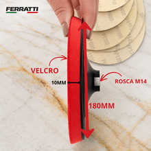 Kit Suporte Espumado + 7 Lixas Cerâmicas 180mm com Velcro para Brilho a Seco | Ferratti