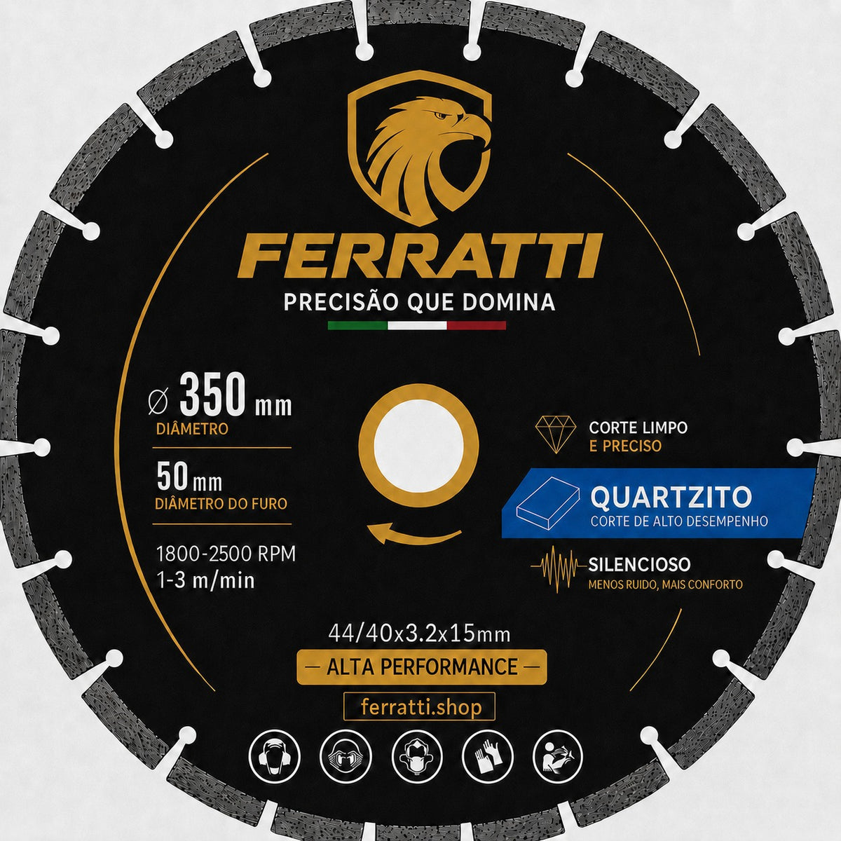 Disco de Corte Diamantado 350mm Silencioso QUARTZITO - FERRATTI
