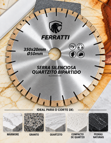 Serra Diamantada Silenciosa Premium 350mm Mármore / Quartzito - FERRATTI