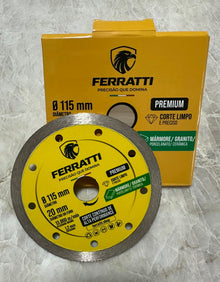 Disco de Corte Diamantado Turbo Contínuo 115mm - Seco e Úmido  PREMIUM FERRATTI