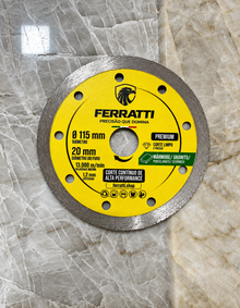 Disco de Corte Diamantado Turbo Contínuo 115mm - Seco e Úmido  PREMIUM FERRATTI