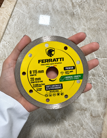 Disco de Corte Diamantado Turbo Contínuo 115mm - Seco e Úmido  PREMIUM FERRATTI