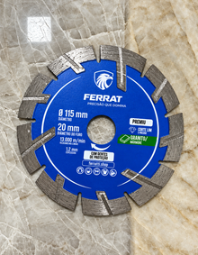 Disco de Corte Diamantado Dente Defesa 115mm - PREMIUM FERRATTI