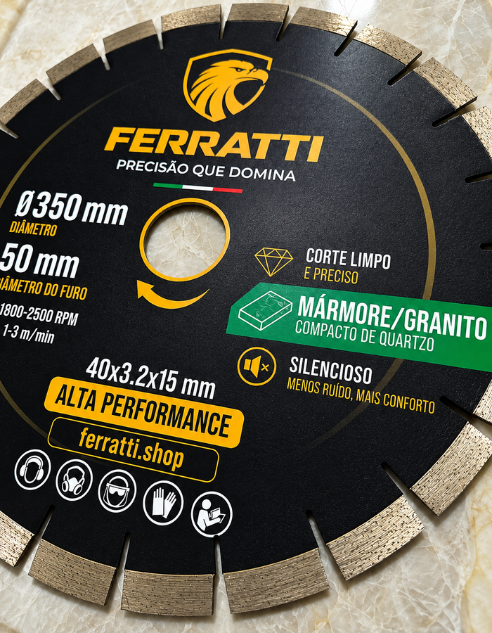 Disco de Corte Diamantado Silencioso 350mm MÁRMORE / GRANITO - FERRATTI